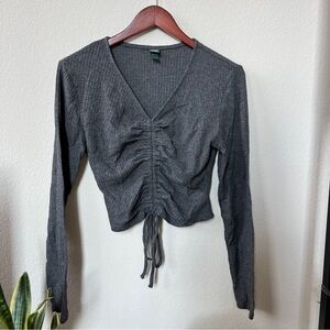 Wild Fable Cinched Front Thermal Long Sleeve Crop Top